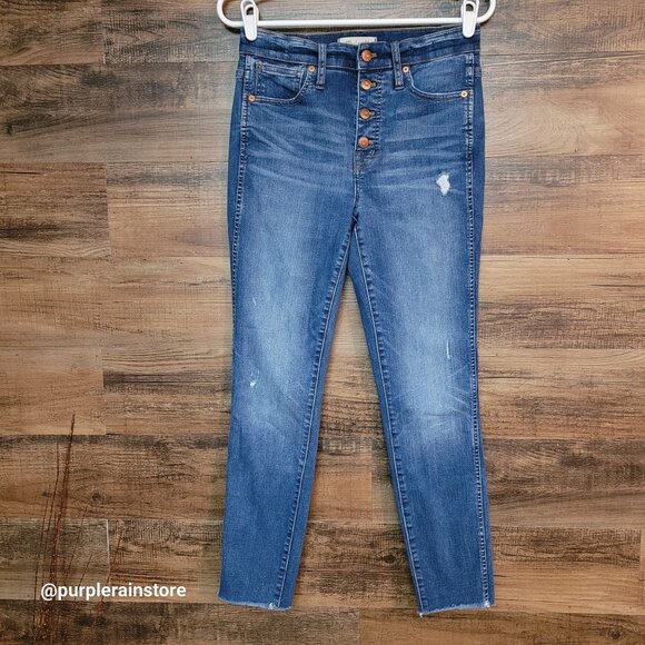 Madewell Jeans 28 Skinny Button Fly 10" High Rise Rosecliff H6319 Tummy Control - Picture 1 of 13